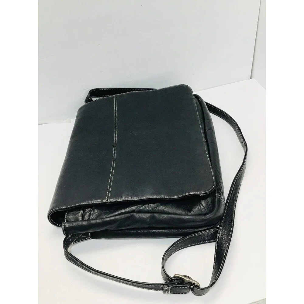 Latico Natural Leather LARGE Yosemite Messenger Bag Laptop Unisex Men Black